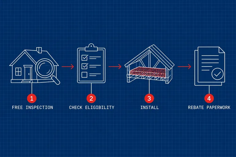 How insulation rebate help works: free inspection, check eligibility, install, rebate paperwork